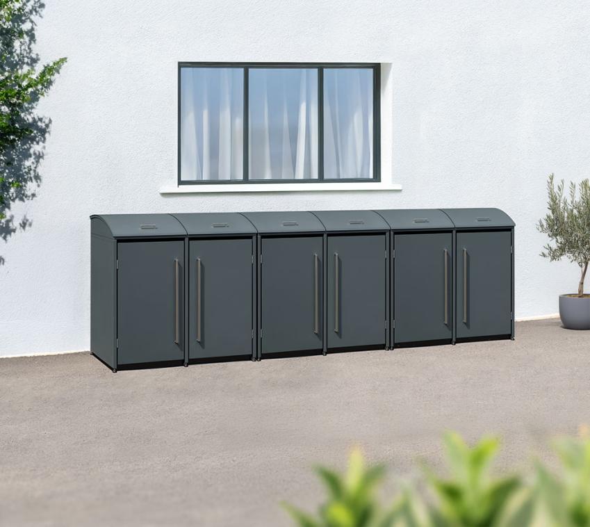 Westmann Metall Mülltonnenbox Moderna 6 | 6x240 L | Anthrazit | 83x417x135 cm 