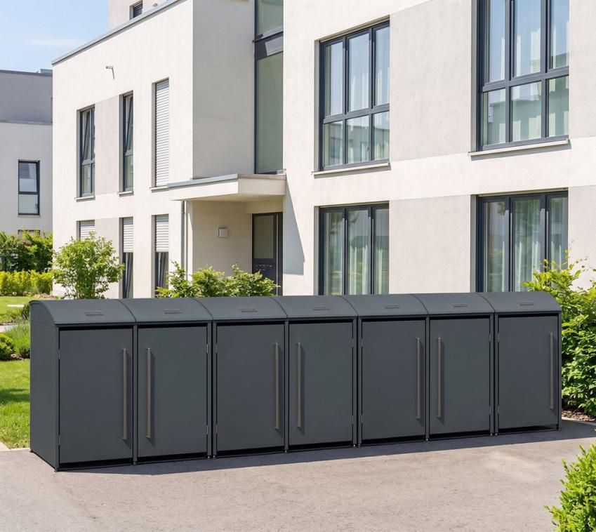 Westmann Metall Mülltonnenbox Moderna 7 | 7x240 L | Anthrazit | 83x489x135 cm 
