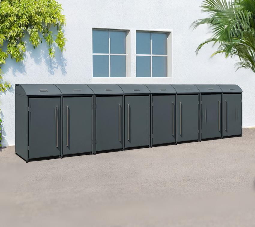 Westmann Metall Mülltonnenbox Moderna 8 | 8x240 L | Anthrazit | 83x556x135 cm 