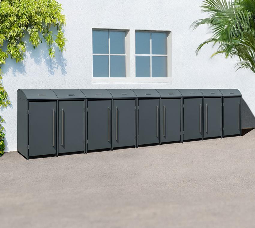 Westmann Metall Mülltonnenbox Moderna 9 | 9x240 L | Anthrazit | 83x628x135 cm 