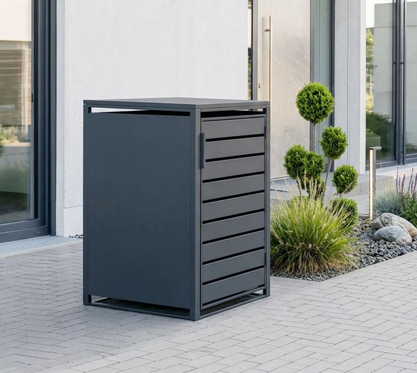 Westmann Metall Mülltonnenbox Kubus | 240 L | Anthrazit | 68x80x116 cm 