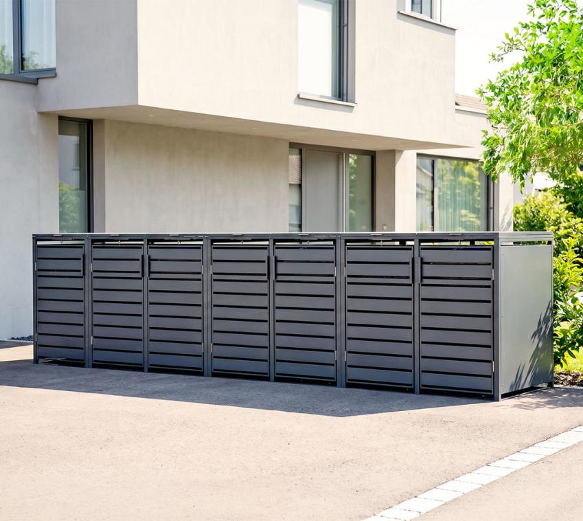 Westmann Metall Mülltonnenbox Kubus 7er | 7x240 L | Anthrazit | 464x80x116 cm 