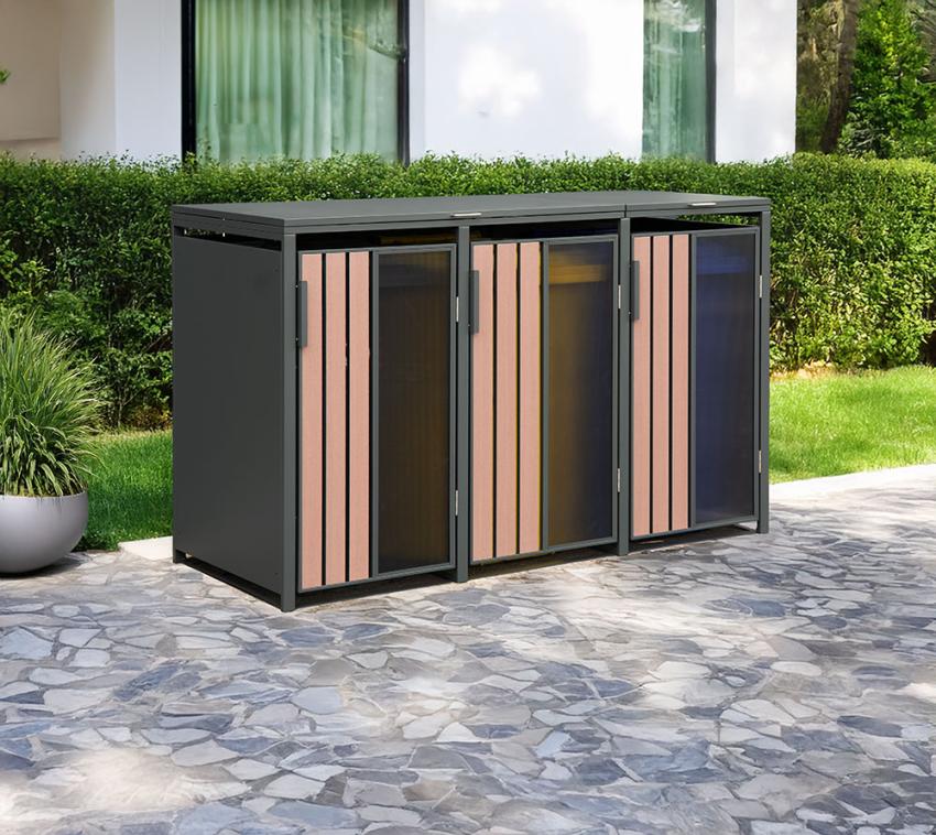 Westmann Status 3 | Metall Mülltonnenbox 3er | 3x240 L | Anthrazit 