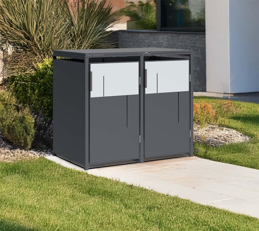 Westmann Tonus 2 | Metall Mülltonnenbox 2er | 2x240 L | Anthrazit 