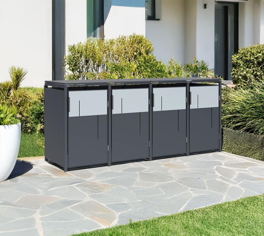 Westmann Tonus 4 | Metall Mülltonnenbox 4er | 4x240 L | Anthrazit 
