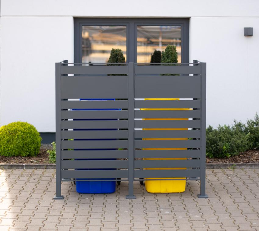 Westmann Metall Mülltonnenverkleidung Planum | 2x240 L | Anthrazit | 170x90x150 cm 