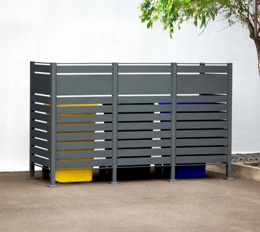 B-WARE Westmann Metall Mülltonnenverkleidung Planum | 3x240 L | Anthrazit | 250x90x150 cm 