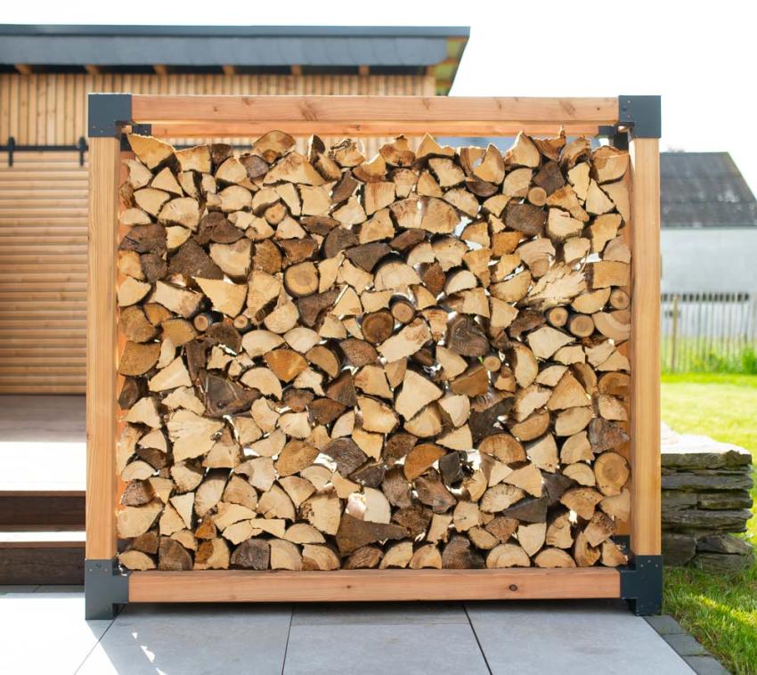 Westmann Lärchenholz Kaminholzregal Michel 4 | Außenbereich | Natur | 198x40x180 cm 