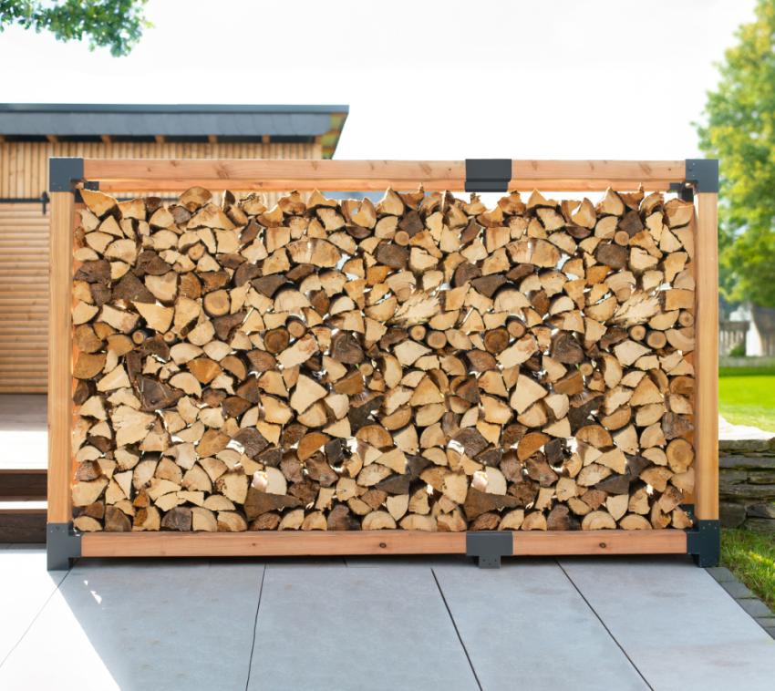 Westmann Lärchenholz Kaminholzregal Michel 7 | Außenbereich | Natur | 318x40x180 cm 