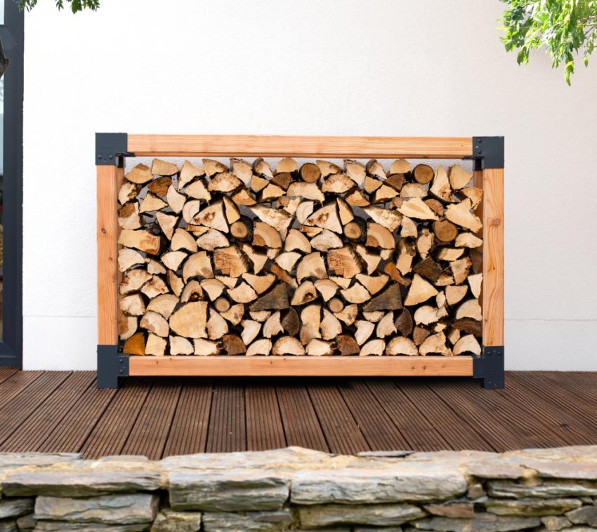 Westmann Lärchenholz Kaminholzregal Michel 9 | Außenbereich | Natur | 138x40x180 cm 