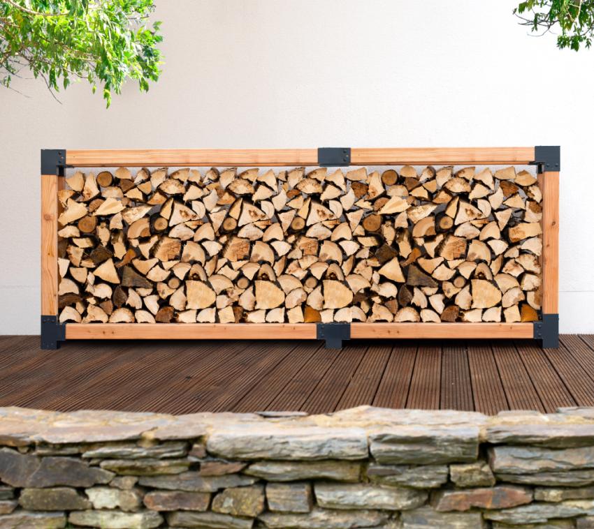 Westmann Lärchenholz Kaminholzregal Michel 10 | Außenbereich | Natur | 318x40x120 cm 