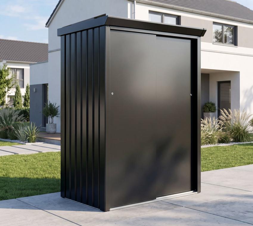 WESTMANN SIGNATURE Agilo 130 | Metall Gartenschrank mit Schiebetüren | 133x94x181 cm 