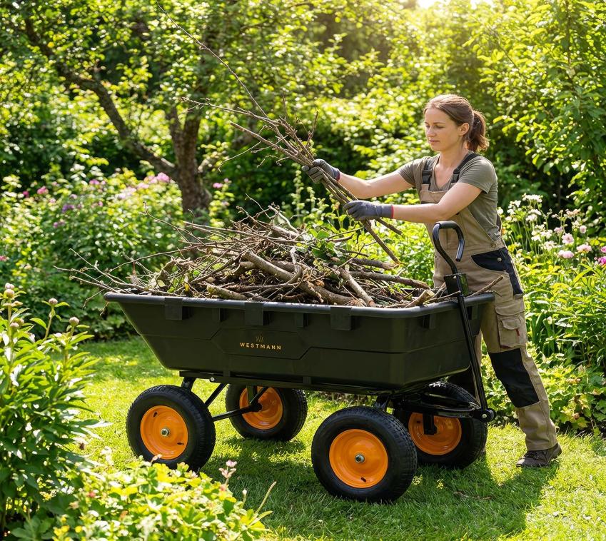 Westmann Prakta L | Kunststoff Gartenwagen | inkl. Kippfunktion  