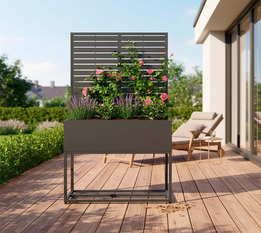 Westmann Dekora 4 | Metall Pflanzkasten mit Rankgitter | Anthrazit 