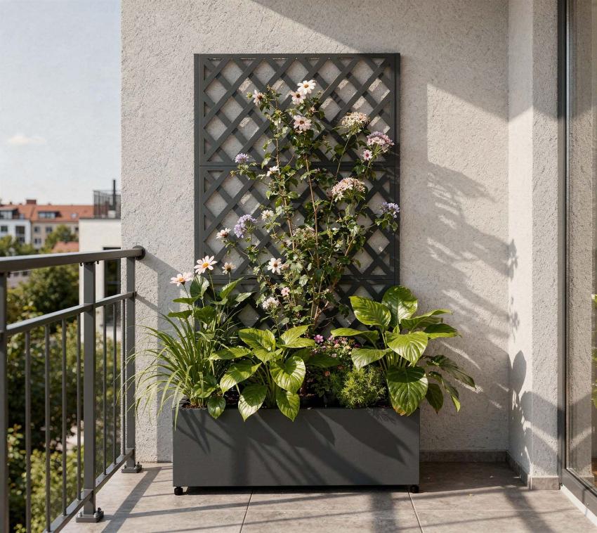 Westmann Dekora 7 | Metall Pflanzkasten mit Rankgitter | Anthrazit 