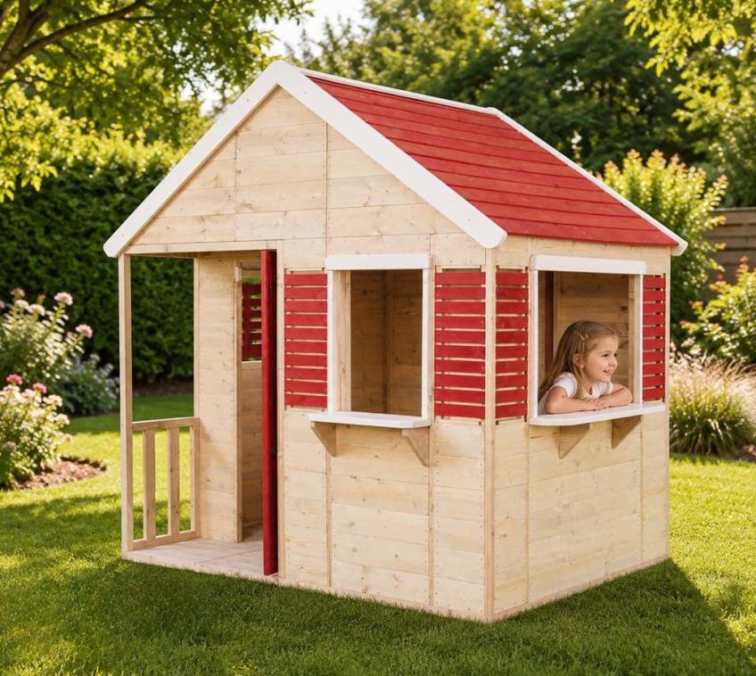 Wendi Toys Holz Spielhaus Krokodil | Natur | 155x120x168 cm 