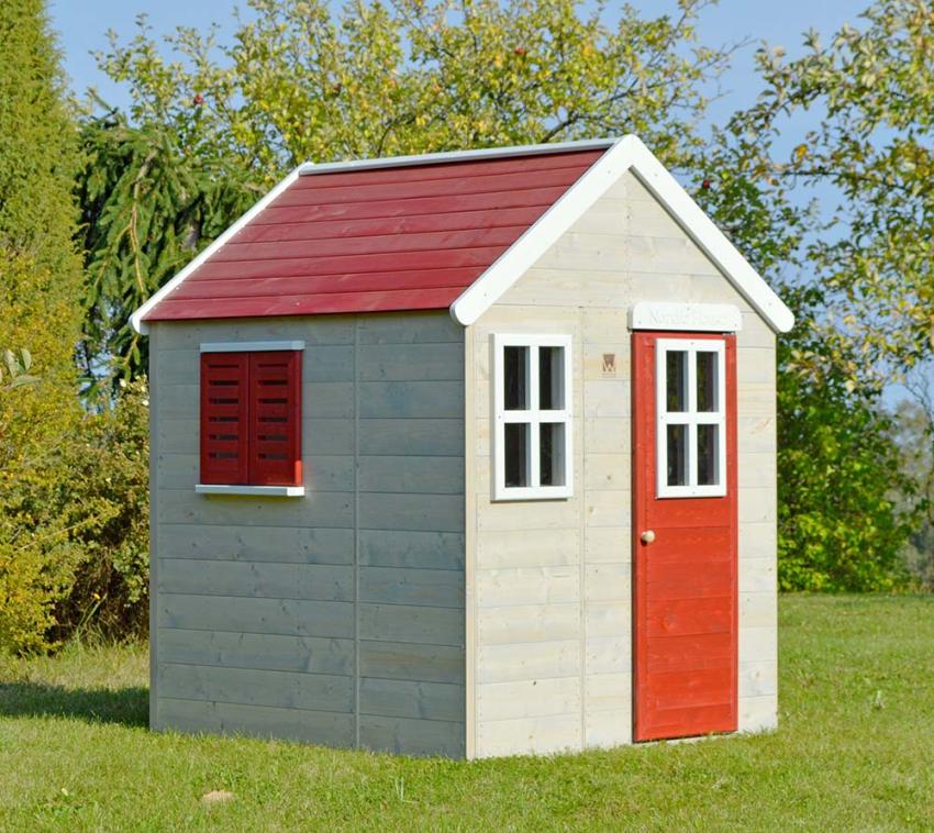 Wendi Toys Holz Spielhaus Gecko | Natur | 120x120x155 cm 