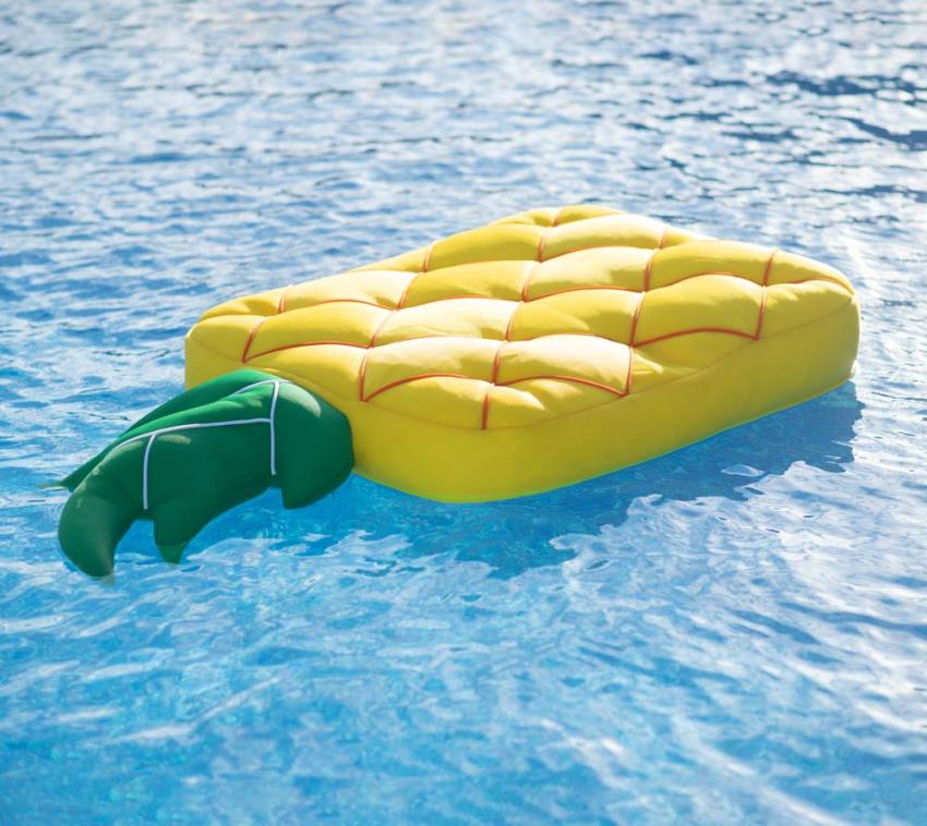 Westmann Stoff Schwimminsel Ananas | Gelb | 68x130x13 cm 