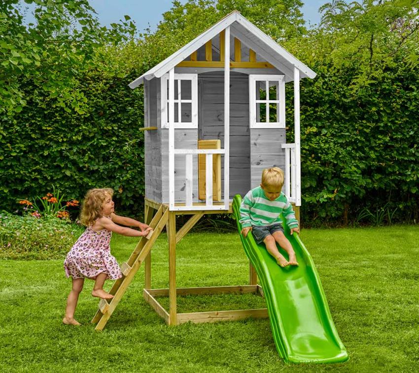 Zwerkules Valli 1 | Kinder Stelzenhaus mit Rutsche | Holz  