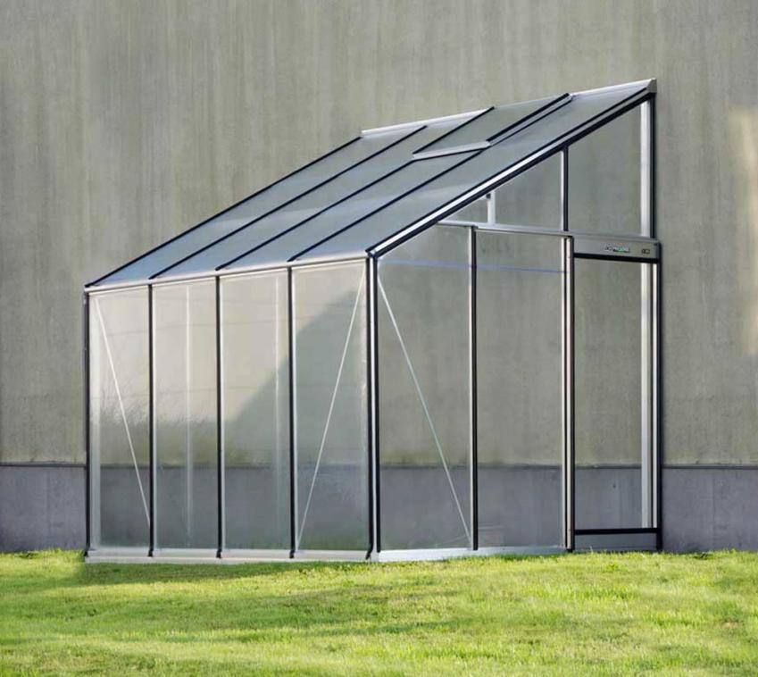 ACD Aluminium Glas Anlehngewächshaus MR204H silber 298x155 cm 