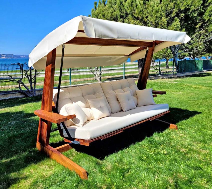 Westmann Irokoholz Hollywoodschaukel Luna 2600 | Beige | 139x260x195 cm 