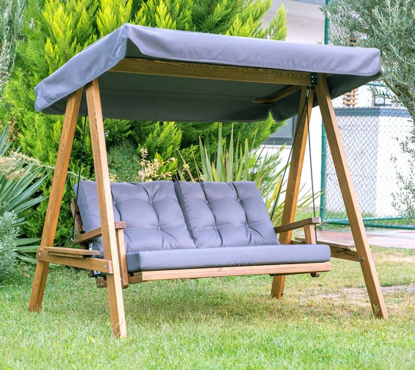 B-WARE Westmann Holz Hollywoodschaukel Pera 2000 | Anthrazit | 203x116x180 cm 