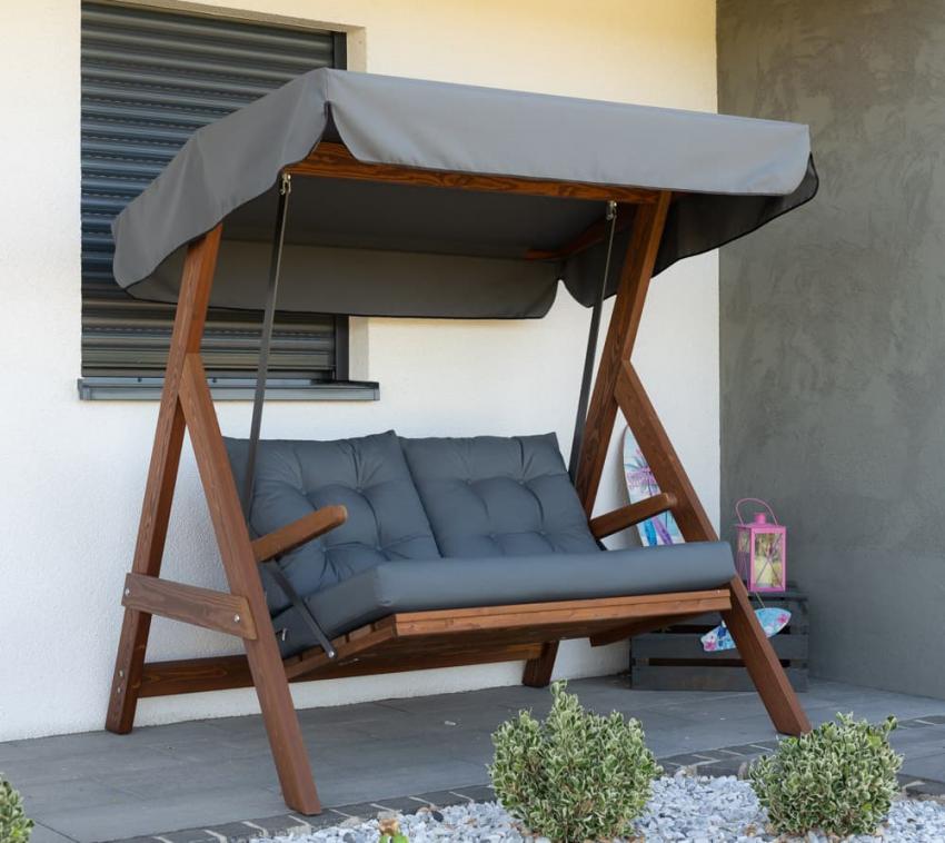 Westmann Holz Hollywoodschaukel Paris 1700 | Anthrazit | 123x160x180 cm 