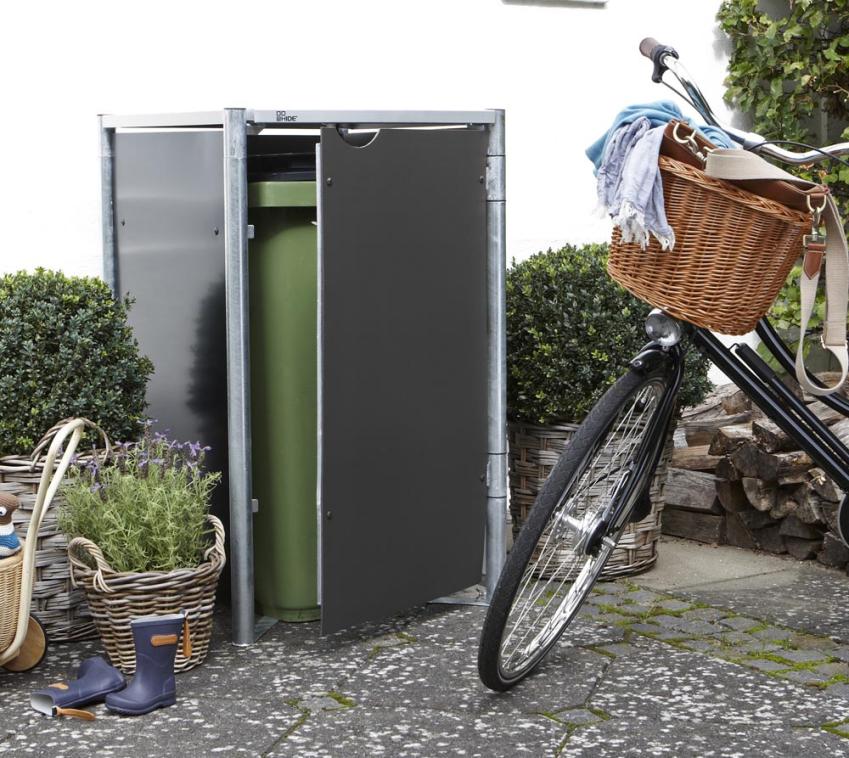 B-WARE Hide Metall Mülltonnenbox für 1 Mülltonne 240 Liter | Grau | 81x70x115 cm 