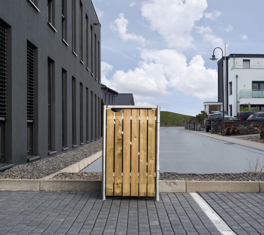 B-Ware, Hide Holz Mülltonnenbox für 1 Mülltonne 140 Liter natur 63x60x115 cm 