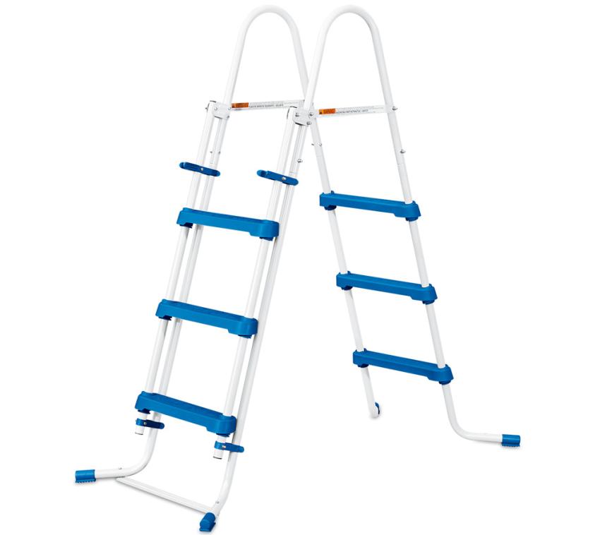 B-WARE Summer Waves Stahl Poolleiter Sicherheitsleiter | Blau/Weiß | 136x64x148 cm 