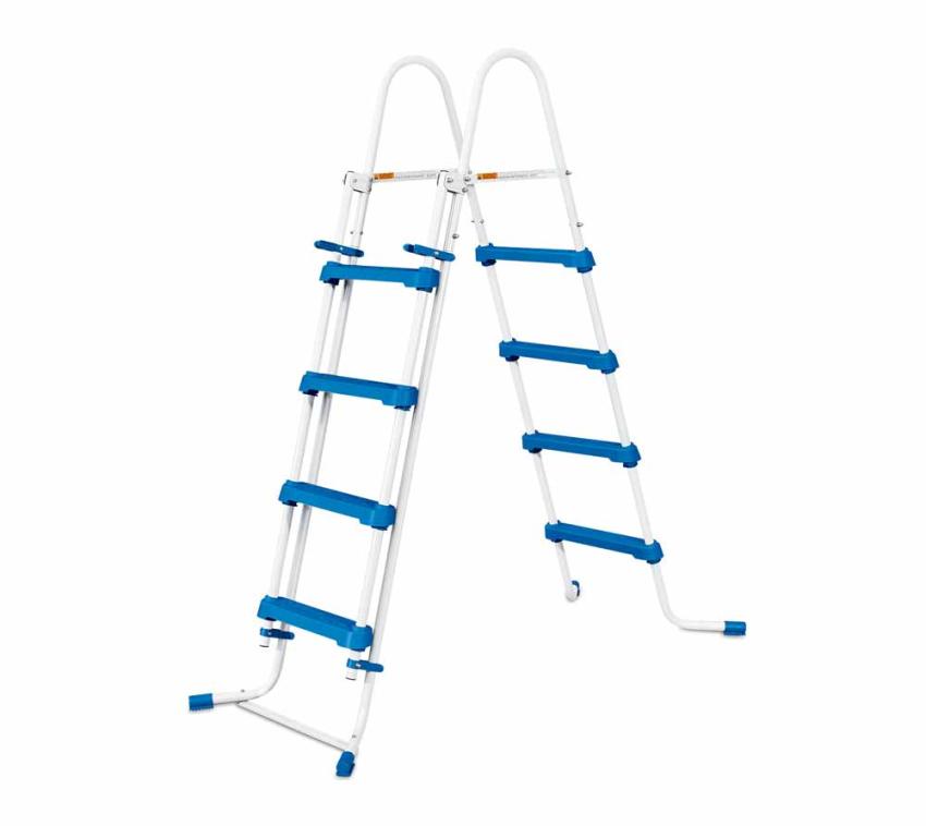 B-WARE Summer Waves Stahl Poolleiter Sicherheitsleiter | Blau/Weiß | 155x65x173 cm 