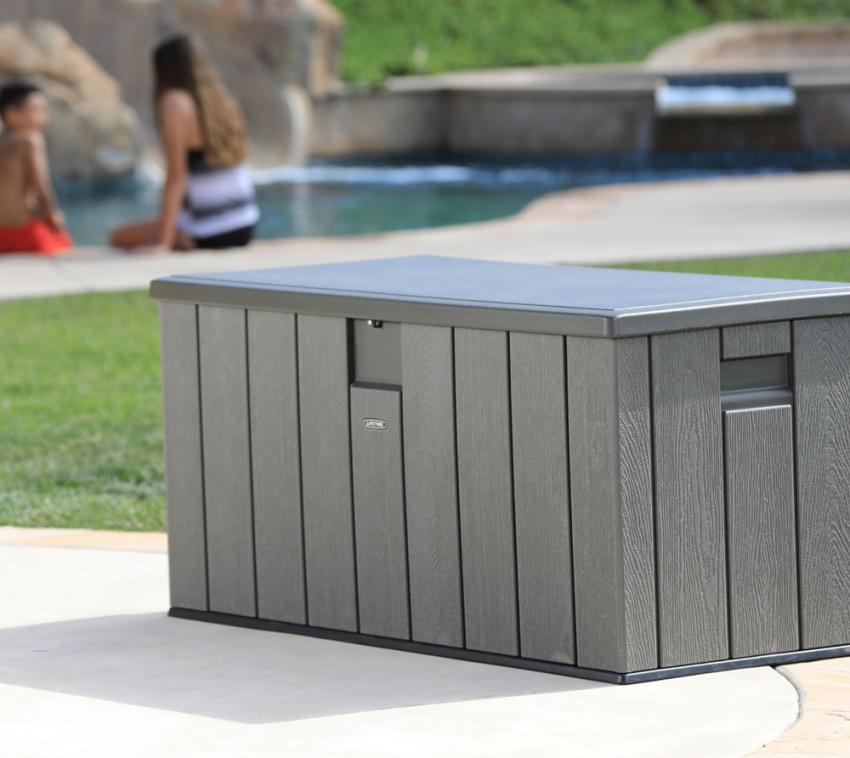 B-WARE Lifetime Kunststoff Kissen Aufbewahrungsbox 570 Liter | Dunkelgrau | 72x151x69 cm 