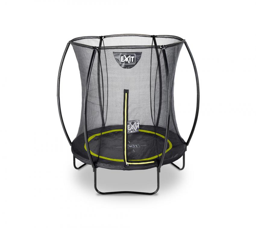 Exit Trampolin Silhouette 183 inkl. Sicherheitsnetz und gepolsterten Stangen schwarz Ø212 cm 