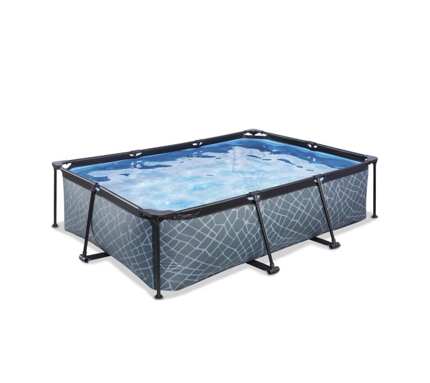 Exit Stahlrahmen Aufstellpool Stone grau 220x150x65 cm 
