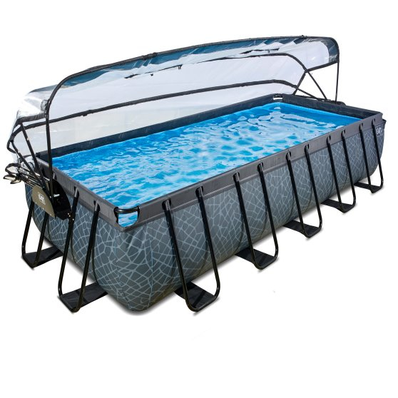 Exit Stahlrahmen Aufstellpool Frame inkl. Abdeckung grau 540x250x100 cm 
