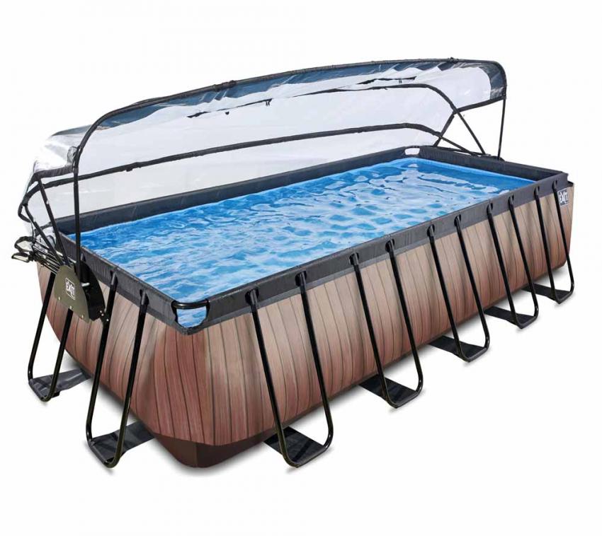 Exit Aufstellpool Framepool mit Dach | Braun | 540x250x122 cm 