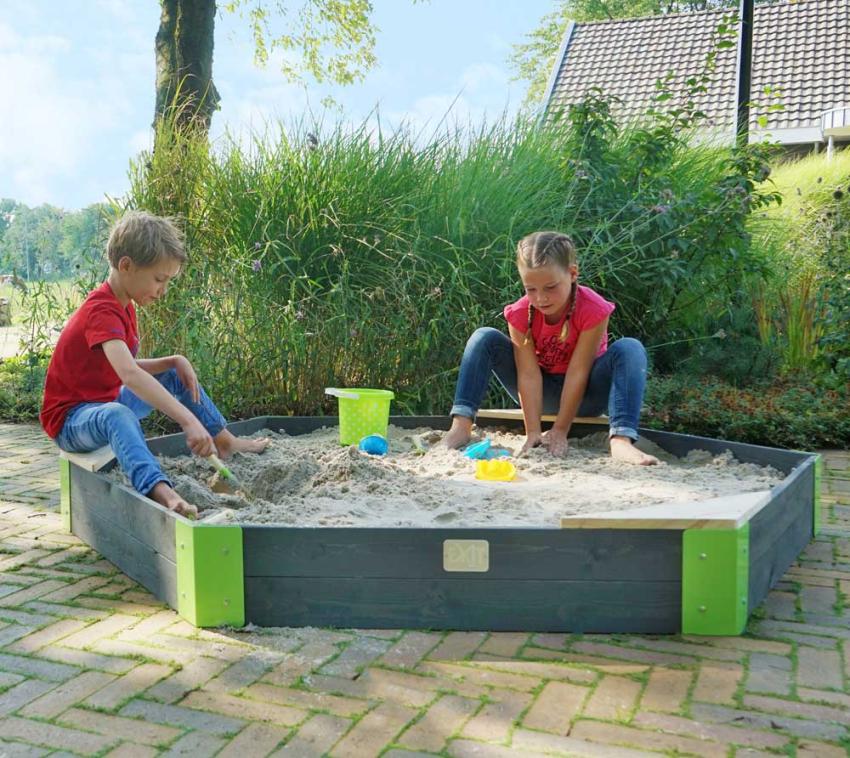 Exit Holz Sandkasten Aksent L | Grau | 200x170x21 cm 