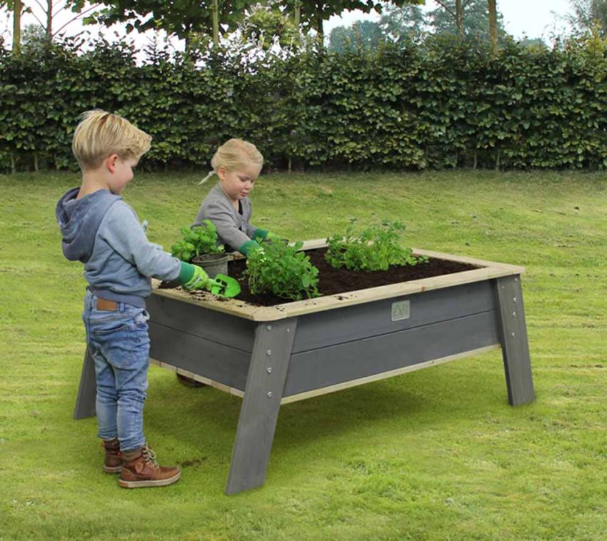 Exit Holz Kinder Hochbeet Aksent XL | Grau | 94x138x50 cm 