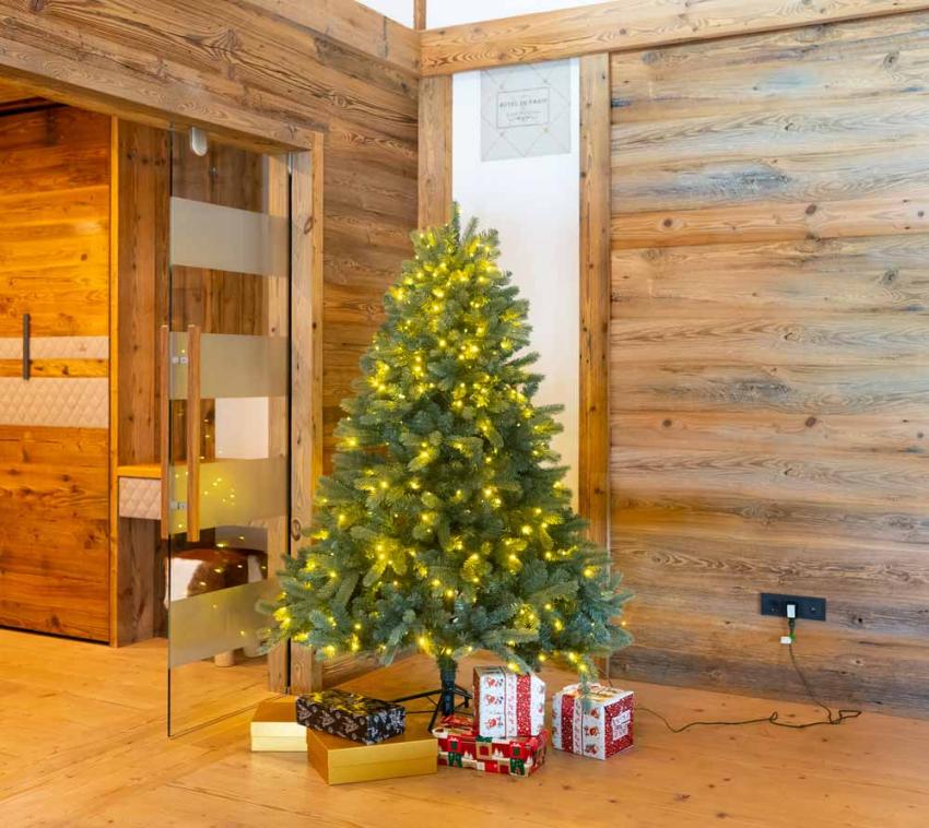 B-Ware, Evergreen Künstlicher Weihnachtsbaum Vermont Fichte LED grün 180 cm 