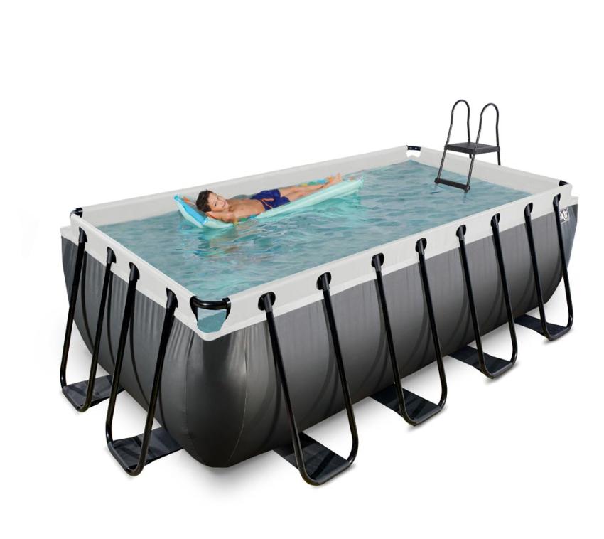 Exit Stahlrahmen Aufstellpool Black Leather Style schwarz 400x200x122 cm Inkl. Sandfilterpumpe
