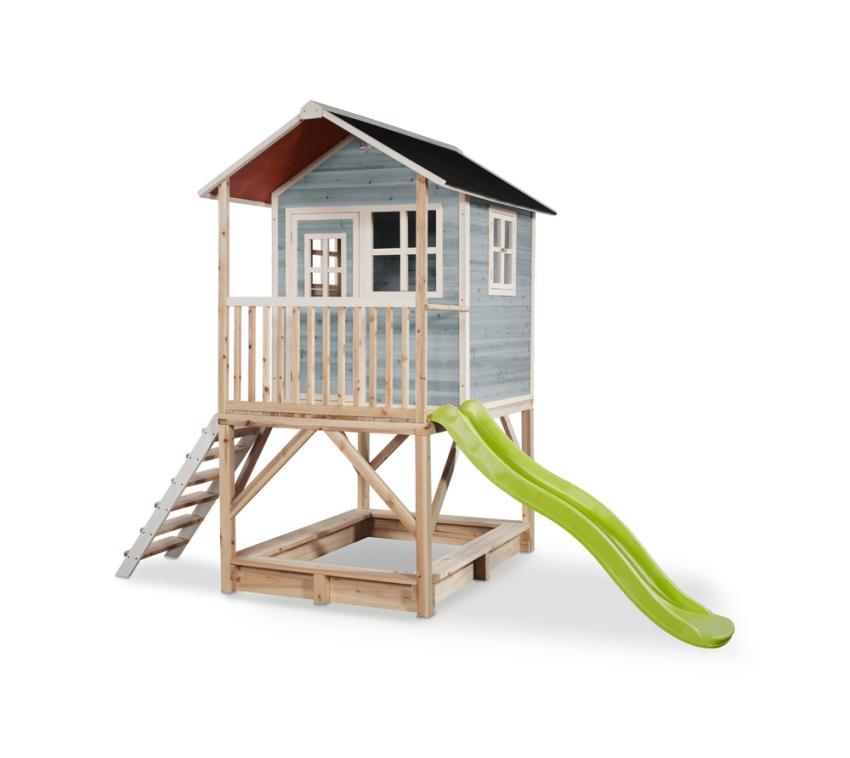 Exit Holz Spielhaus Loft 500 | Blau | 255x328x255 cm 