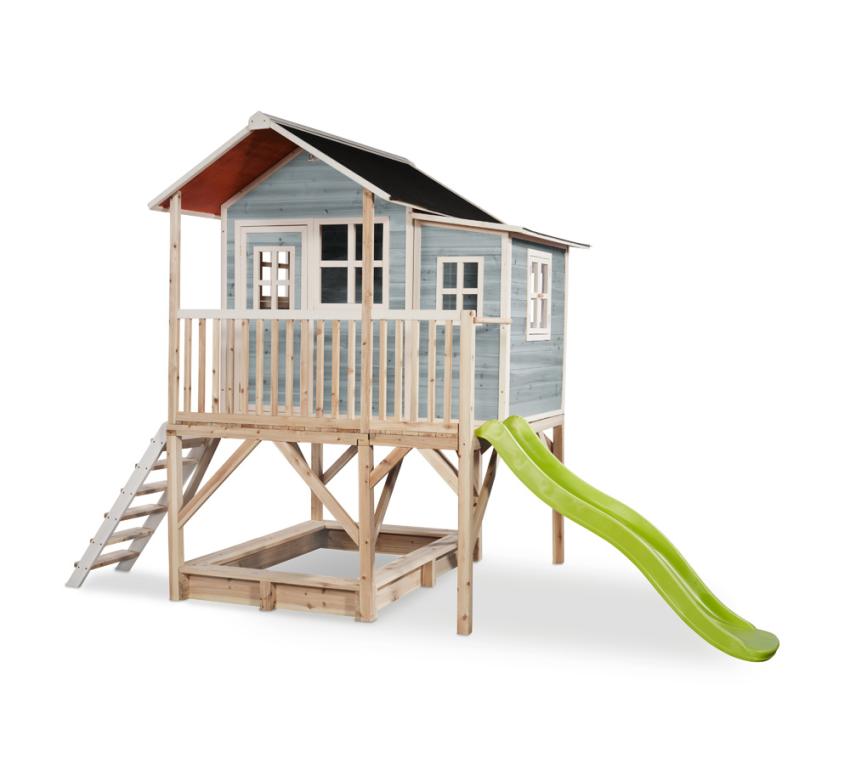 Exit Holz Kinder Spielhaus Loft 550 inkl. Rutsche blau 