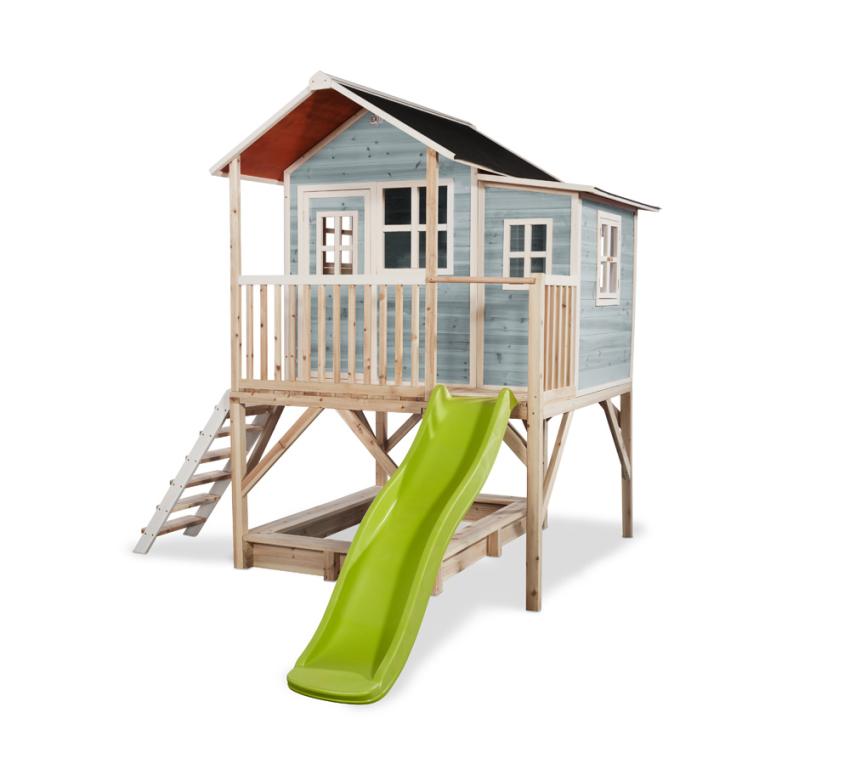 Exit Holz Spielhaus Loft 550 | Blau | 382x190x253 cm 