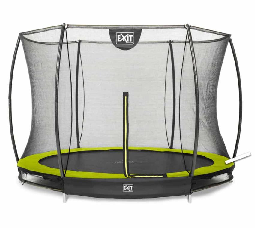 Exit Stahl Bodentrampolin Silhouette inkl. Sicherheitsnetz grün rund Ø 244 cm