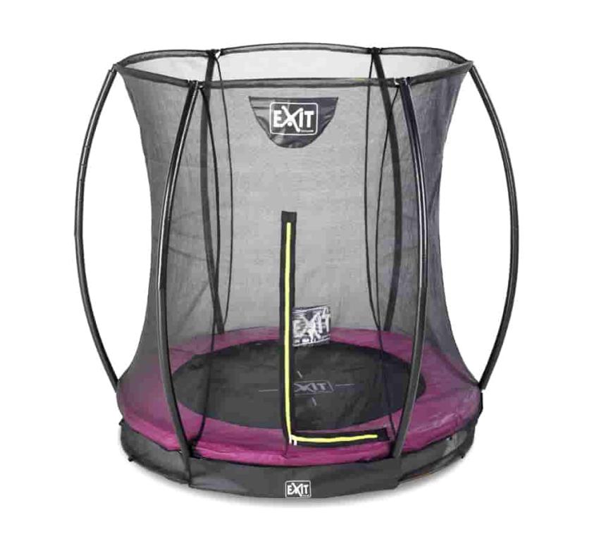 Exit Stahl Bodentrampolin Silhouette inkl. Sicherheitsnetz rosa rund Ø 183 cm