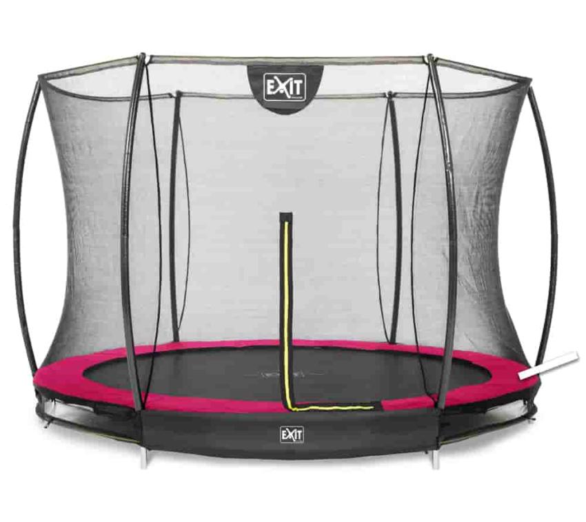 Exit Stahl Bodentrampolin Silhouette inkl. Sicherheitsnetz rosa rund Ø 244 cm