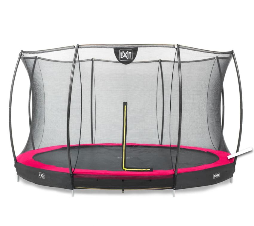 Exit Stahl Bodentrampolin Silhouette inkl. Sicherheitsnetz rosa rund Ø 427 cm