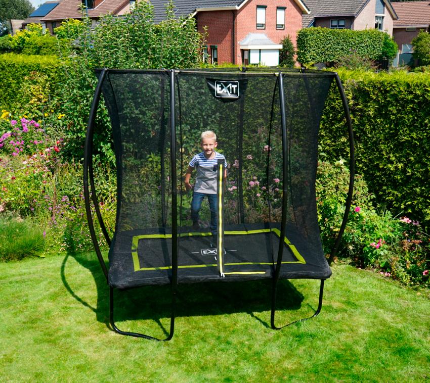 Exit Stahl Trampolin Silhouette inkl. Sicherheitsnetz schwarz rechteckig 153x214 cm