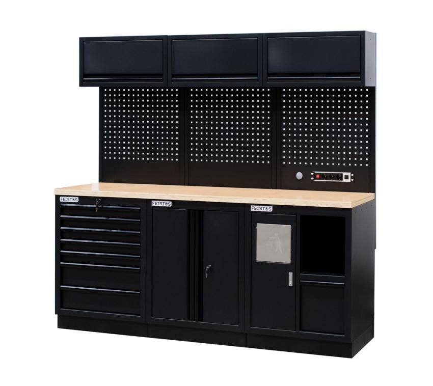 FEISTOS Werkstatteinrichtung | Werkzeugschrank EOS 11 Blackline | 60er | Schwarz | 204x62x200 cm  