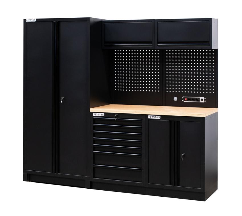 FEISTOS Werkstatteinrichtung | Werkzeugschrank EOS 1 Blackline | 60er | Schwarz | 228x62x200 cm 